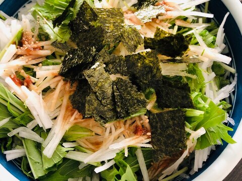 居酒屋風☆シャキシャキ大根と水菜の梅ポン酢サラダ